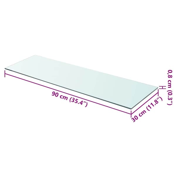 Hyllplan 2 st glas genomskinlig 90x30 cm
