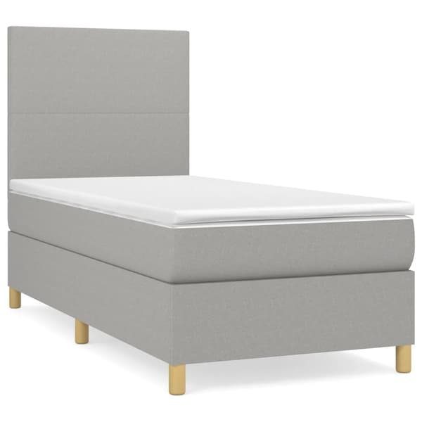 Ramsäng med madrass ljusgrå 80x200 cm tyg