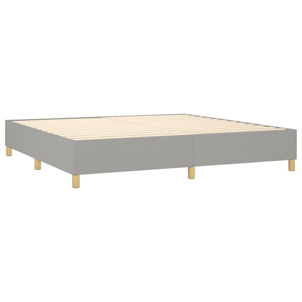 Ramsäng med madrass & LED ljusgrå 200x200 cm tyg