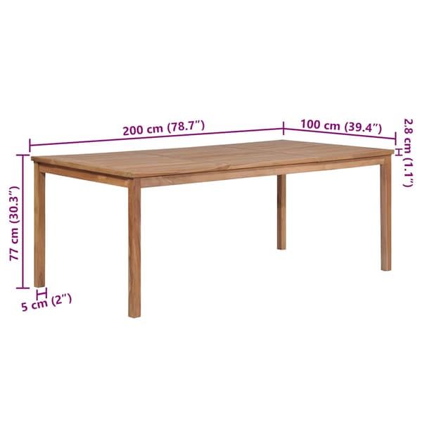 Trädgårdsbord 200x100x77 cm massiv teak