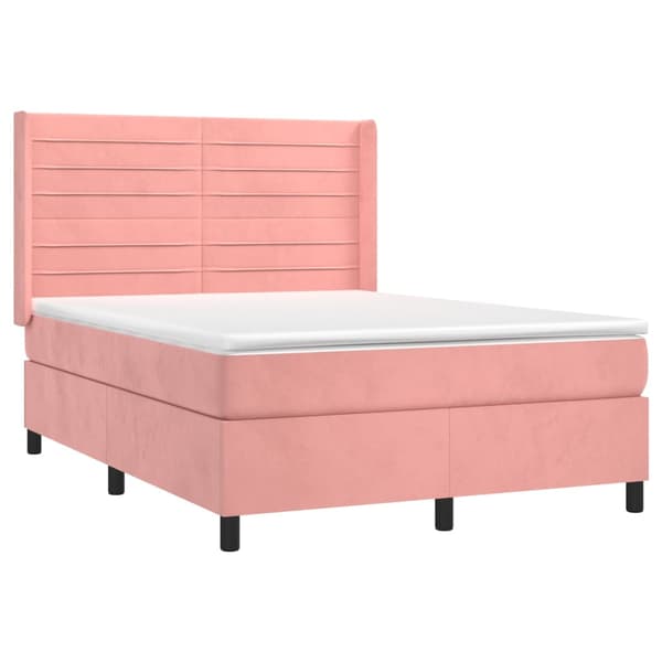 Ramsäng med madrass rosa 140x190 cm sammet