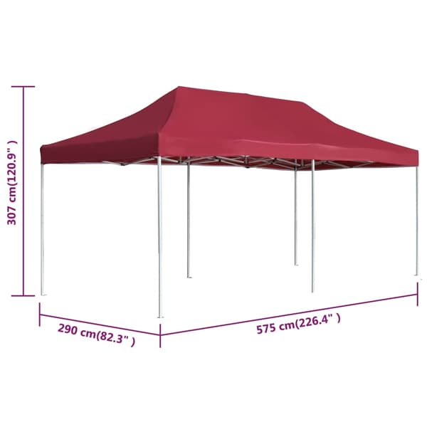 Hopfällbart partytält aluminium 6x3 m vinröd