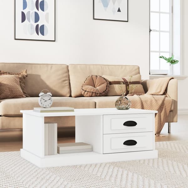 Soffbord vit 90x50x35 cm konstruerat trä