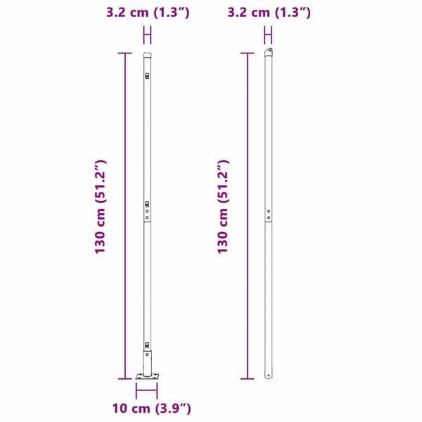 Stängselstolpe 52 pcs Grå 3,2 x 3,2 x 130 cm