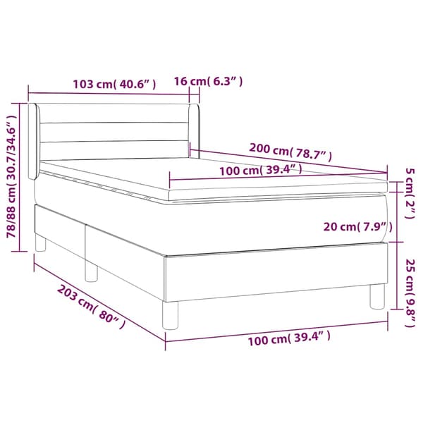 Ramsäng med madrass mörkgrön 100x200 cm sammet