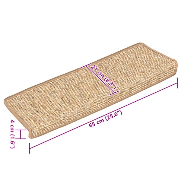 Trappmattor 15 st 65x21x4 cm ljusbruna rektangulära kanter