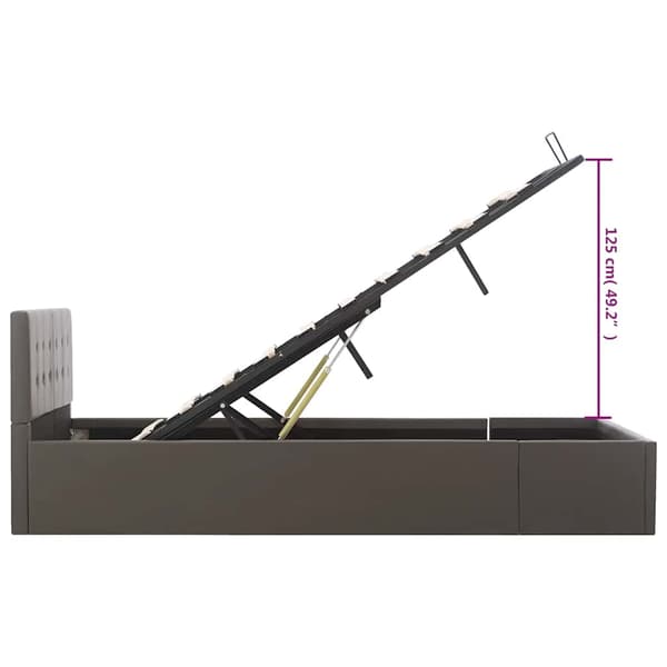 Sängram hydraulisk förvaring grå konstläder 120x200 cm