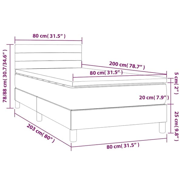 Ramsäng med madrass mörkgrå 80x200 cm tyg