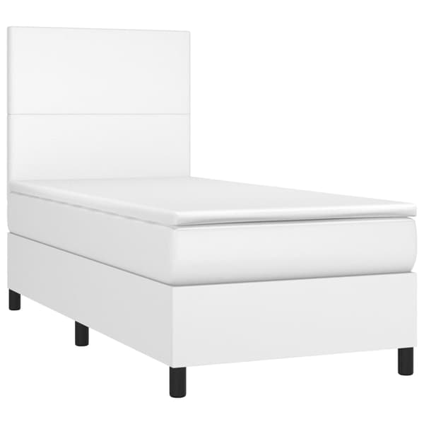 Ramsäng med madrass vit 100x200 cm konstläder