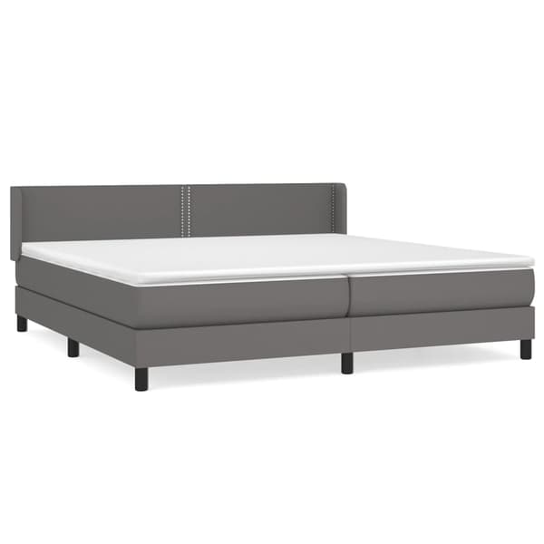 Ramsäng med madrass grå 200x200 cm konstläder