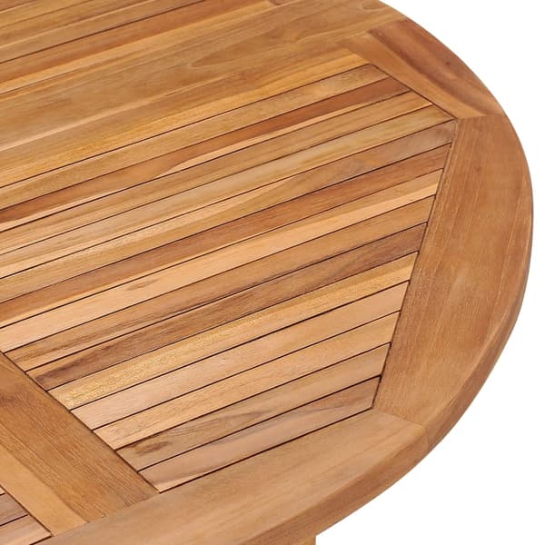 Hopfällbart matbord för trädgården Ø110x75 cm massiv teak