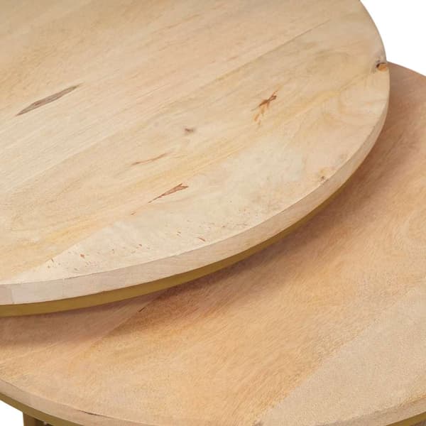 Nesting Kaffe Bord 3 pcs Brun Massivt Mangoträ och stål