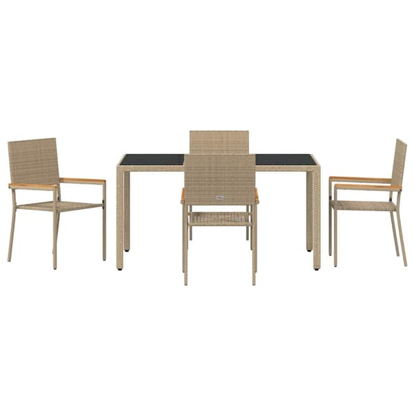 Trädgårdsmöbelset 5 pcs Beige konstrotting