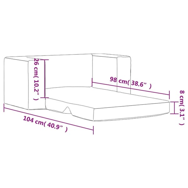 Bäddsoffa för barn 2-sits rosa mjuk plysch