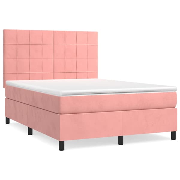 Ramsäng med madrass rosa 140x200 cm sammet