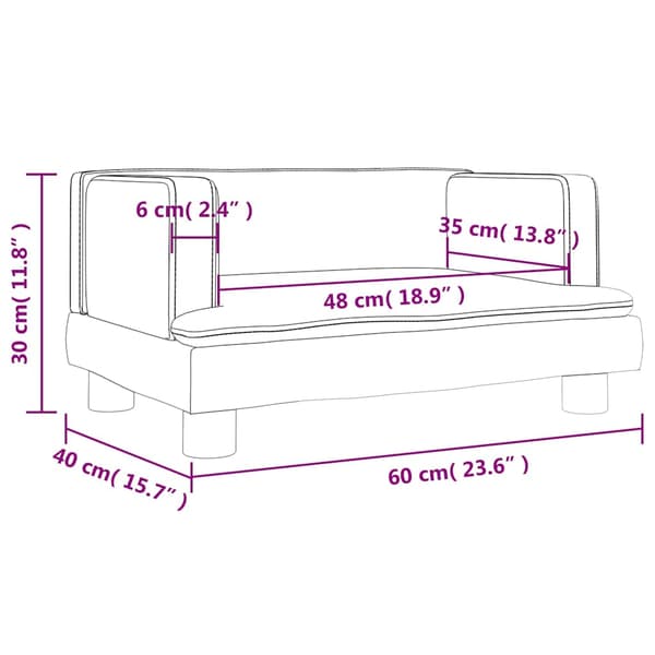 Barnsoffa brun 60x40x30 cm konstläder