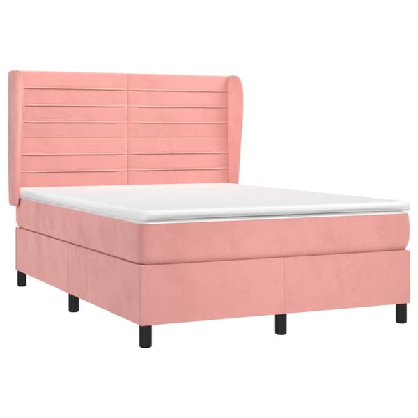 Ramsäng med madrass rosa 140x190 cm sammet