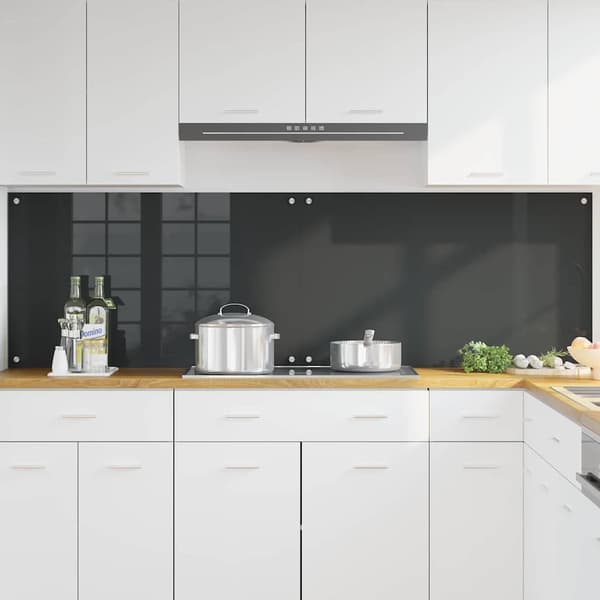 Köksskydd 2 pcs Mörkgrå 100 x 60 cm härdat glas