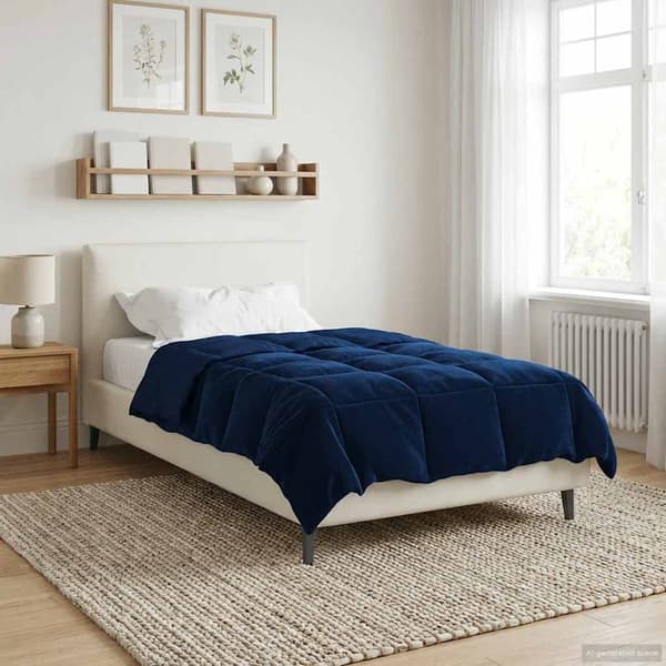 Vinter Täcke Quiltad Mörkblå 140 x 200 cm Mikrofiber