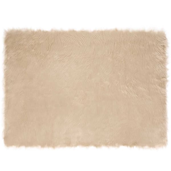 Fuskfäll matta TAFALLA Beige 120 x 170 cm Polyester