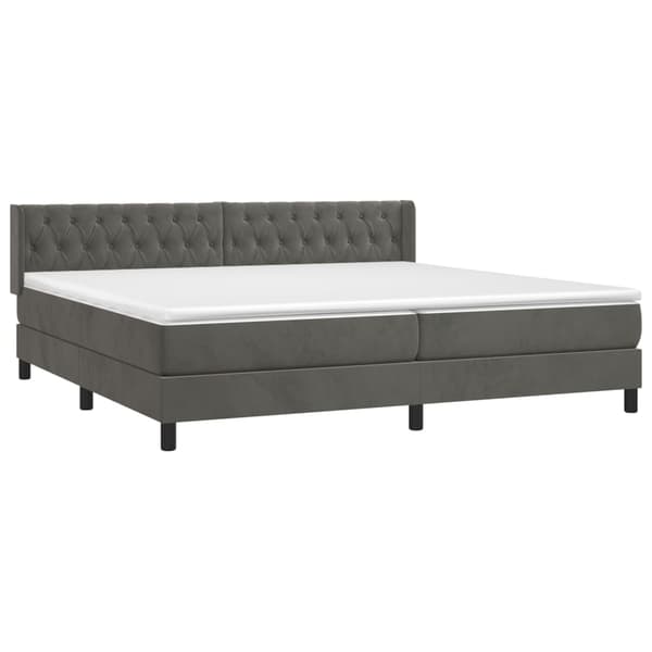 Ramsäng med madrass mörkgrå 200x200 cm sammet