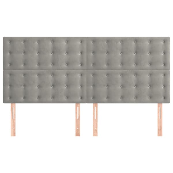 Sänggavel ljusgrå 200x5x118/128 cm sammet