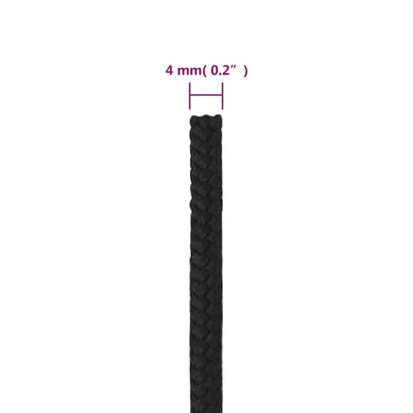 Båtlina helsvart 4 mm 250 m polypropen