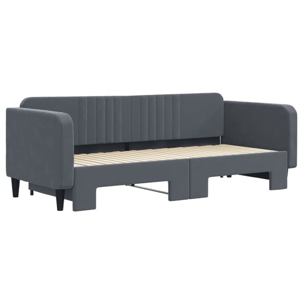 Dagbädd utdragbar mörkgrå 90x200 cm sammet
