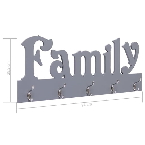 Väggkrokar FAMILY grå 74x29,5 cm