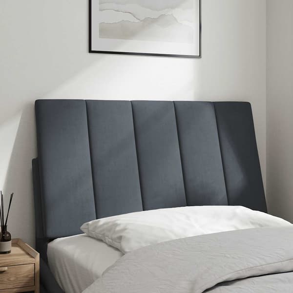 Headboard Cushion "Hanko" Dark Grey 80 cm Velvet