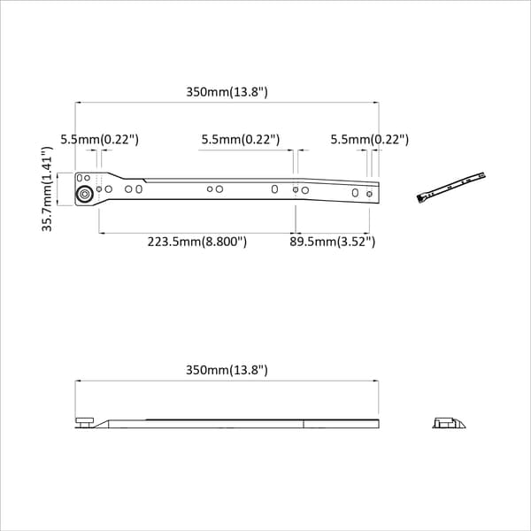 Lådräls 2 pcs Vit 350 mm Stål