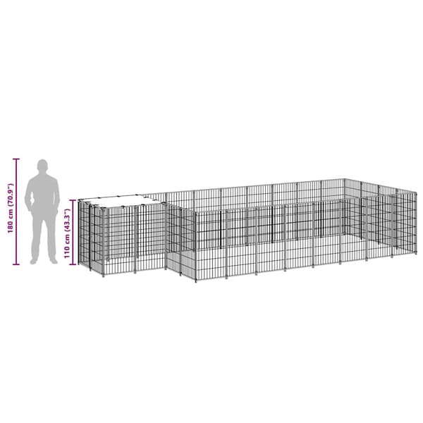 Hundgård svart 10,89 m² stål