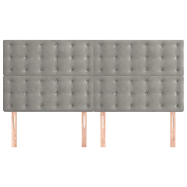 Sänggavel ljusgrå 180x5x118/128 cm sammet