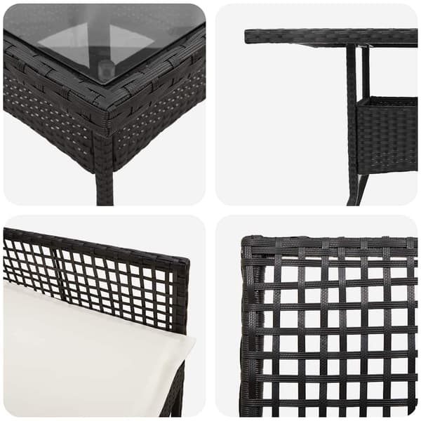 Trädgårdsmöbelset 3 pcs Svart konstrotting