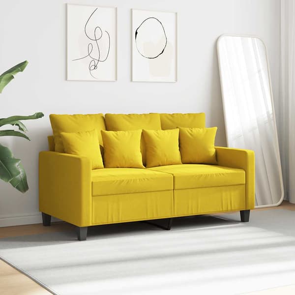 2-sitssoffa ljusggul 120 cm tyg