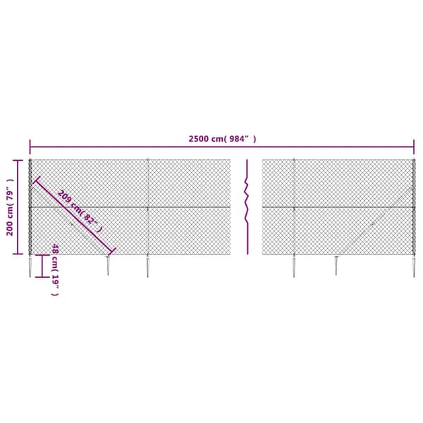 Gunnebostängsel med markspett antracit 2x25 m