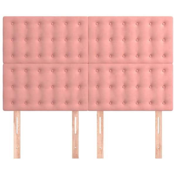 Sänggavel rosa 144x5x118/128 cm sammet