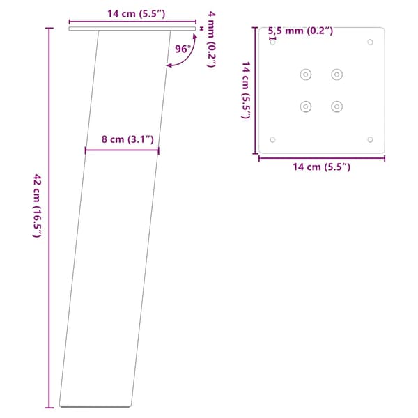 Soffbordsben 4 st antracit 42 cm stål