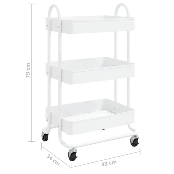 Rullvagn 3 våningar vit 43x34x79 cm stål