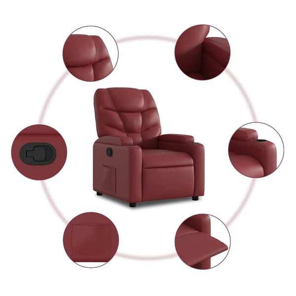 Reclinerfåtölj vinröd konstläder