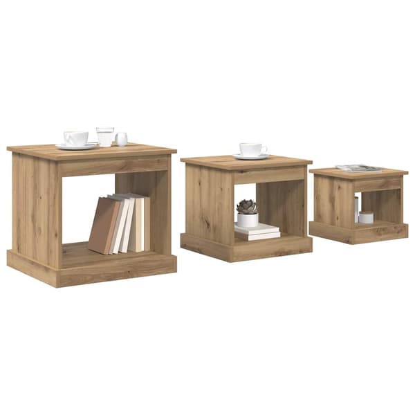 Kaffeebord 3 pcs Artisan Ek Konstruerat trä