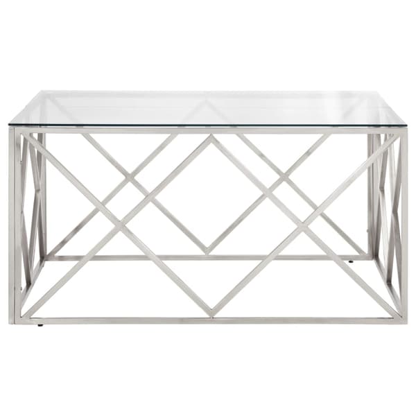Soffbord silver rostfritt stål och härdat glas
