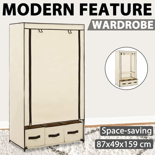 Garderob gräddvit 87x49x159 cm tyg