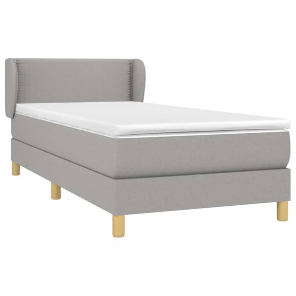 Ramsäng med madrass ljusgrå 100x200 cm tyg