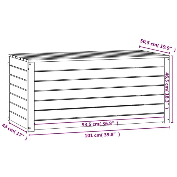 Dynbox grå 101x50,5x46,5 cm massiv furu