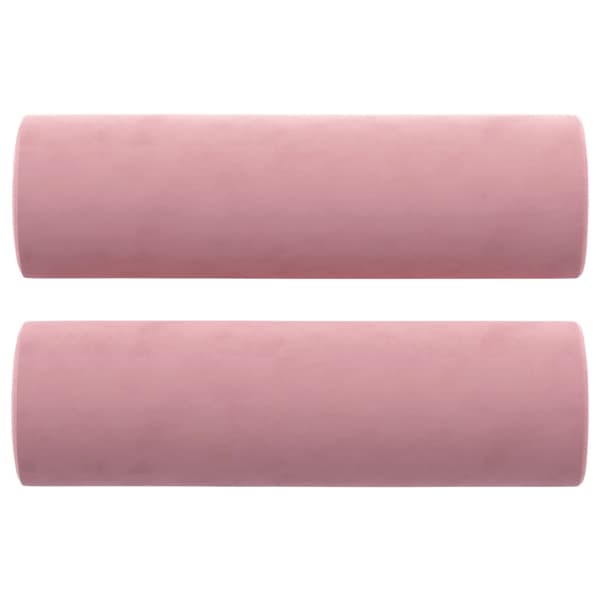 Prydnadskuddar 2 st rosa Ø15x50 cm sammet