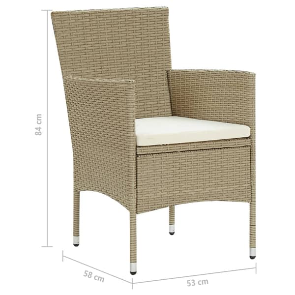 Matstol trädgård 4 st konstrotting beige