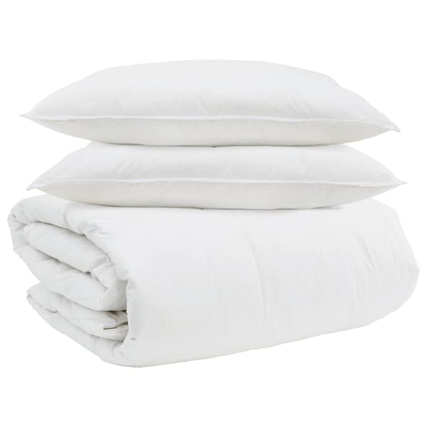 Täckeset med kudde 3 pcs Vit Dunfjäder