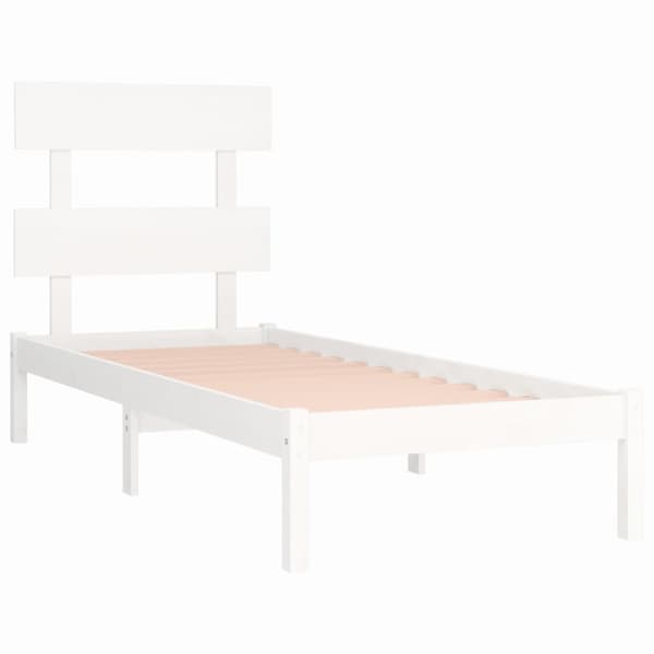 Sängram vit massivt trä 90x200 cm