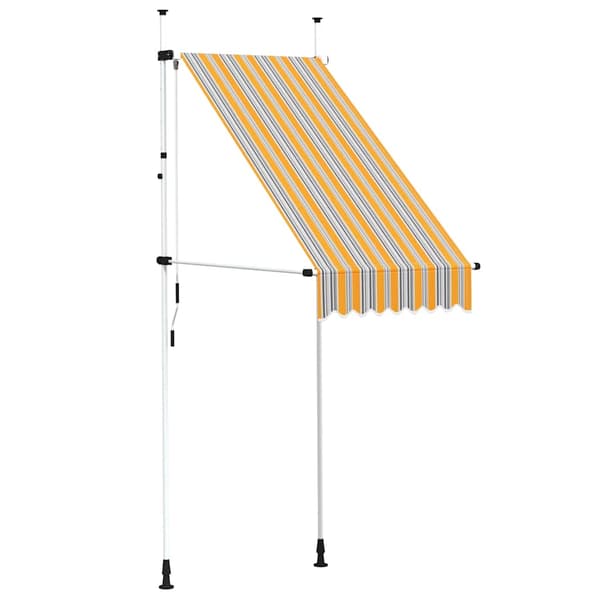 Markis manuellt infällbar 100 cm gula och blå ränder